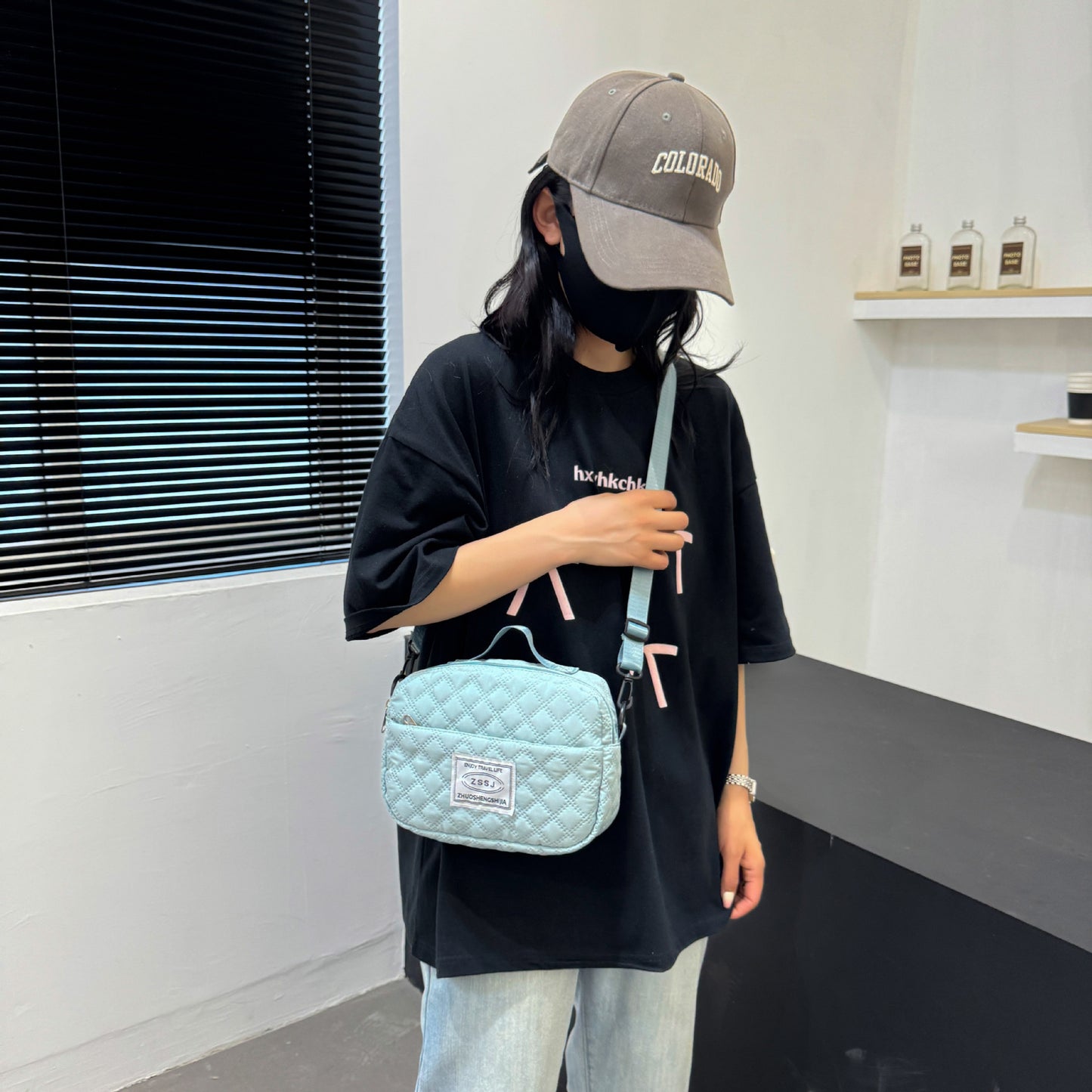 ダイヤモンドグリッド大容量トラベルバッグセット ウェットとドライを分けて収納可能