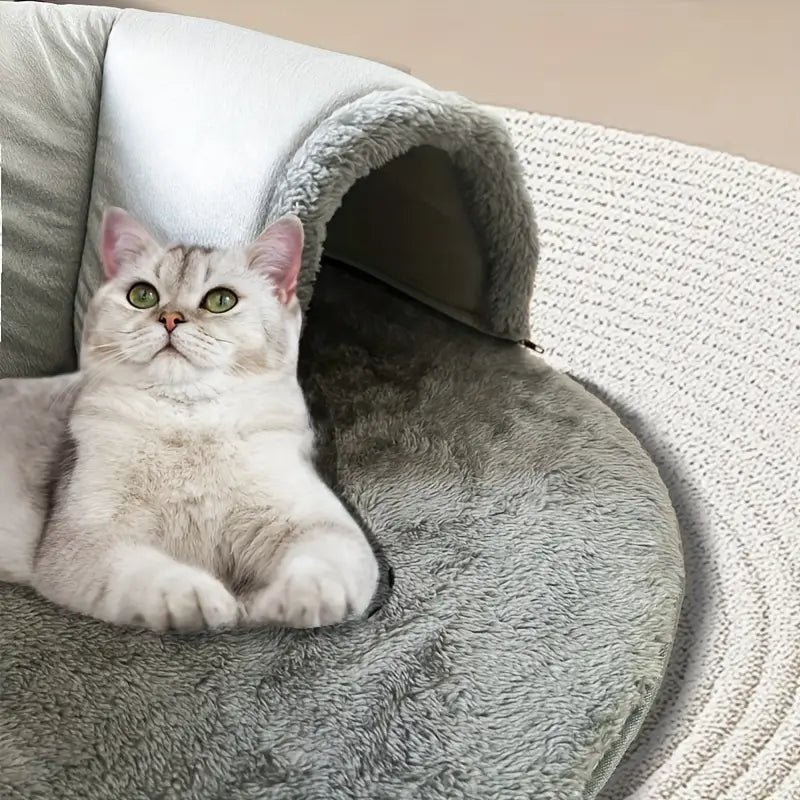 プレイマットと暖かいスリーピングパッドを備えた 3-in-1 快適な猫用トンネルベッド