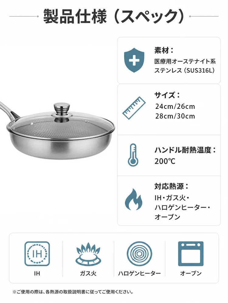 【至高の傑作】ハニカム構造ステンレスフライパン ― 抜群のノンスティック性能&有害物質ゼロ | 熱伝導率が7.5倍に向上、省エネで驚くほど長持ち