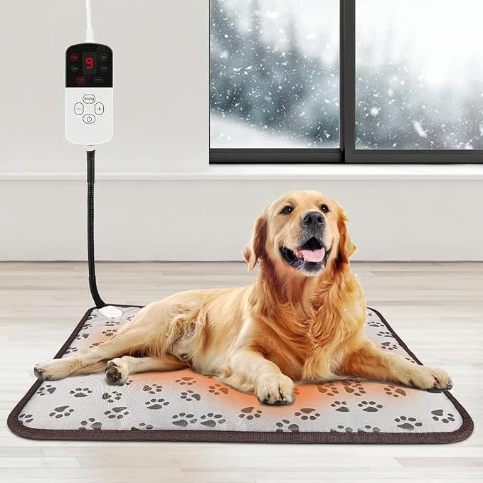 ペット用ヒートパッド | 防水、噛みつき防止、猫と犬用の温度調節機能付き