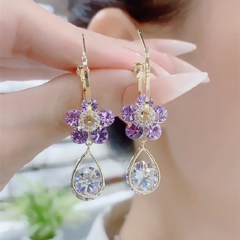 🔥ファッションフラワークリスタルイヤリング