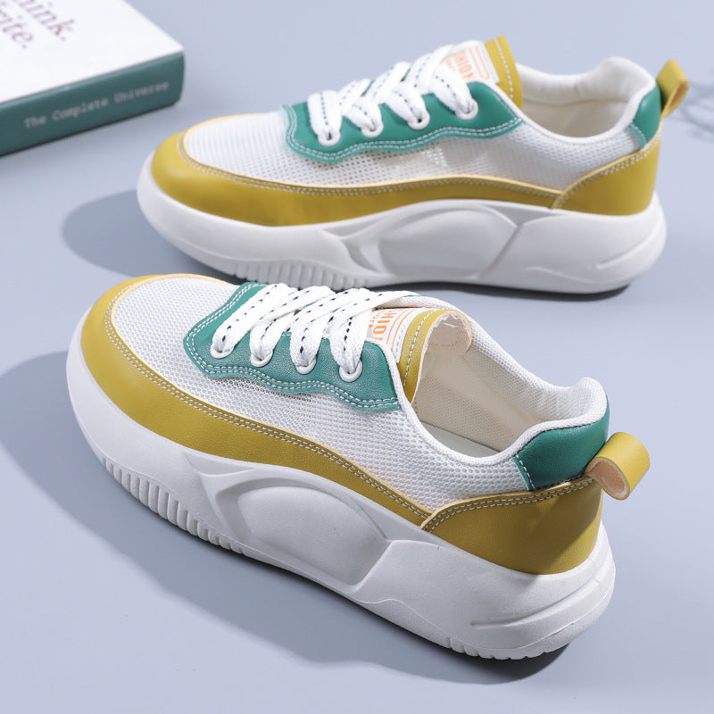 女性用通気性メッシュプラットフォームシューズ