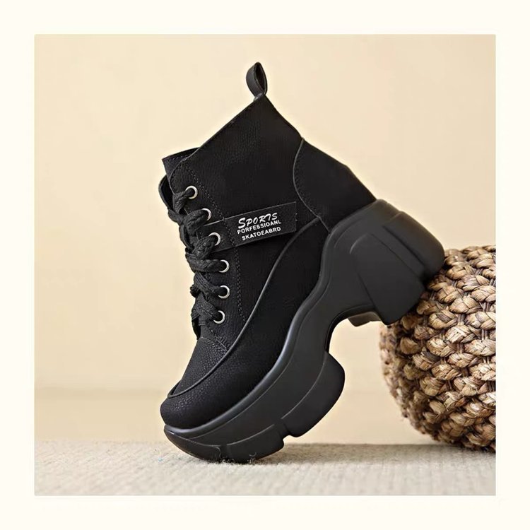 英国スタイルの厚底滑り止めプラットフォームシューズ