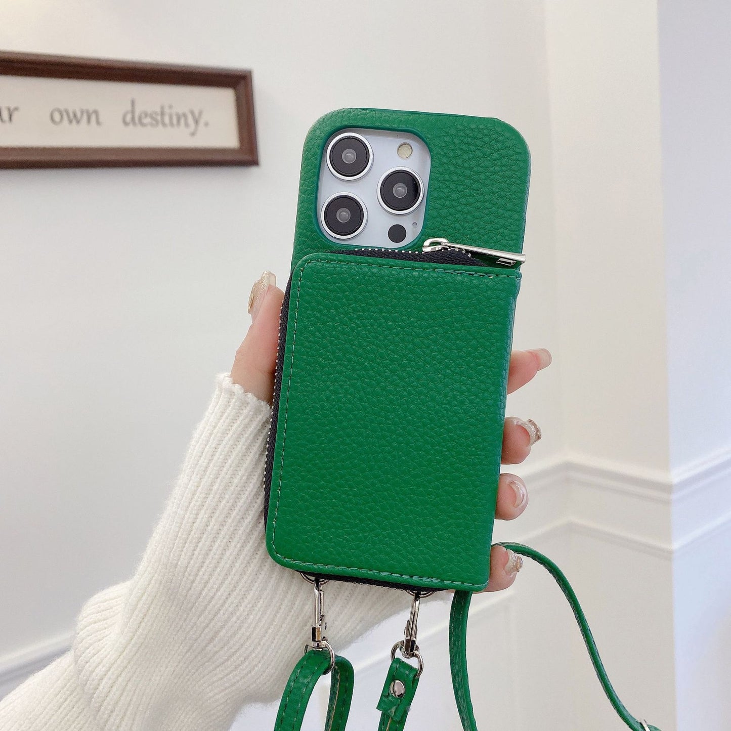 パーソナライズされたレザーウォレットクロスボディiPhone用電話ケース
