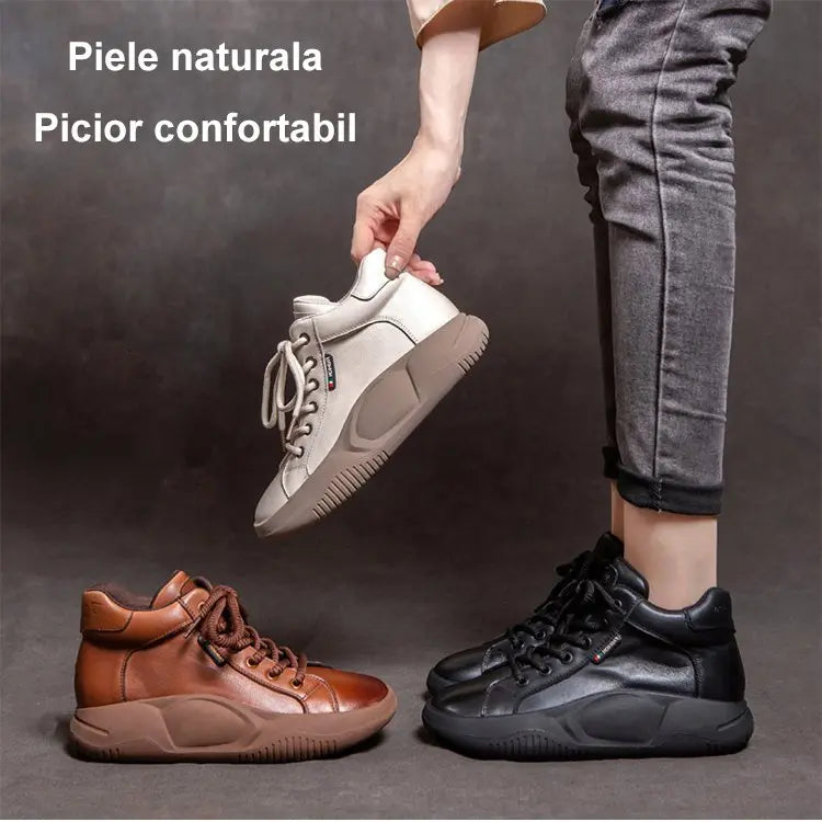 【35-40】レトロロッキングシューズ厚底牛革新しいファッション万能カジュアルシューズ