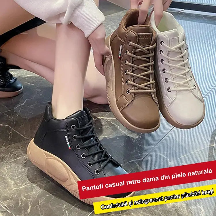 【35-40】レトロロッキングシューズ厚底牛革新しいファッション万能カジュアルシューズ