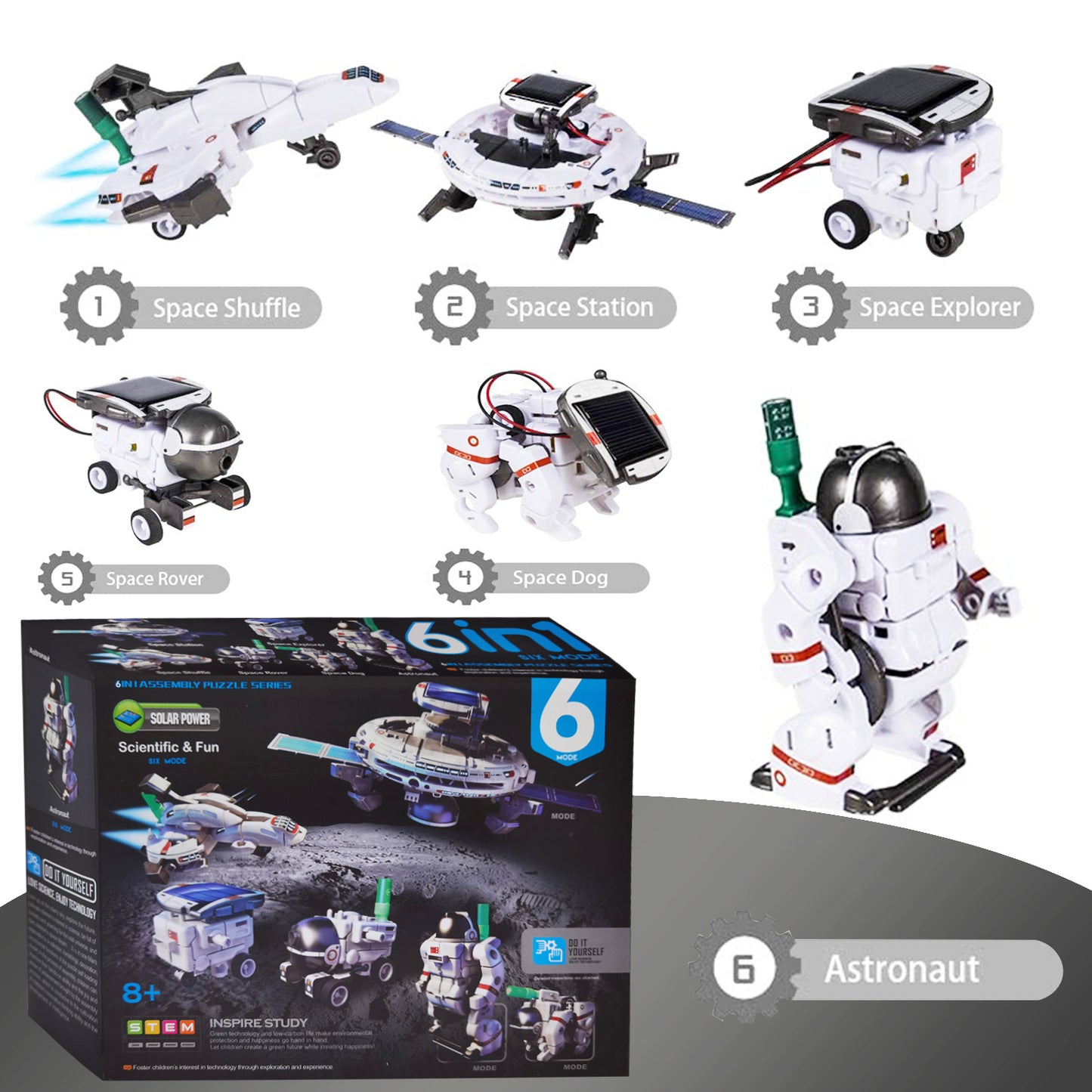 6-in-1 STEM ソーラー ロボット キット