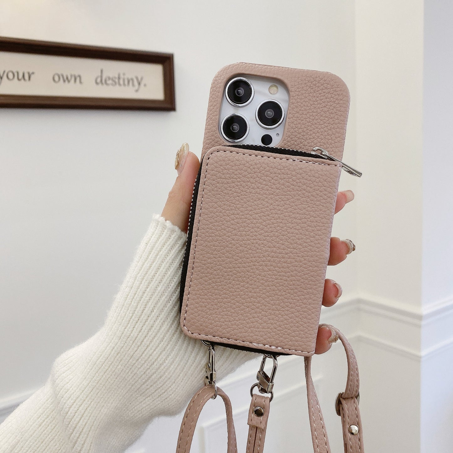 パーソナライズされたレザーウォレットクロスボディiPhone用電話ケース