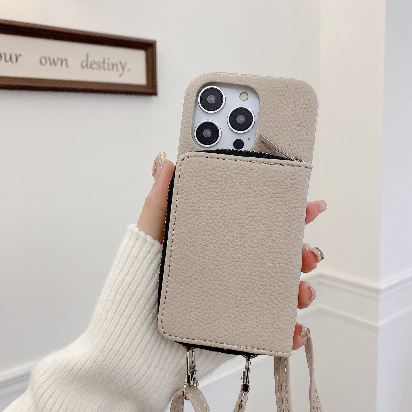 パーソナライズされたレザーウォレットクロスボディiPhone用電話ケース