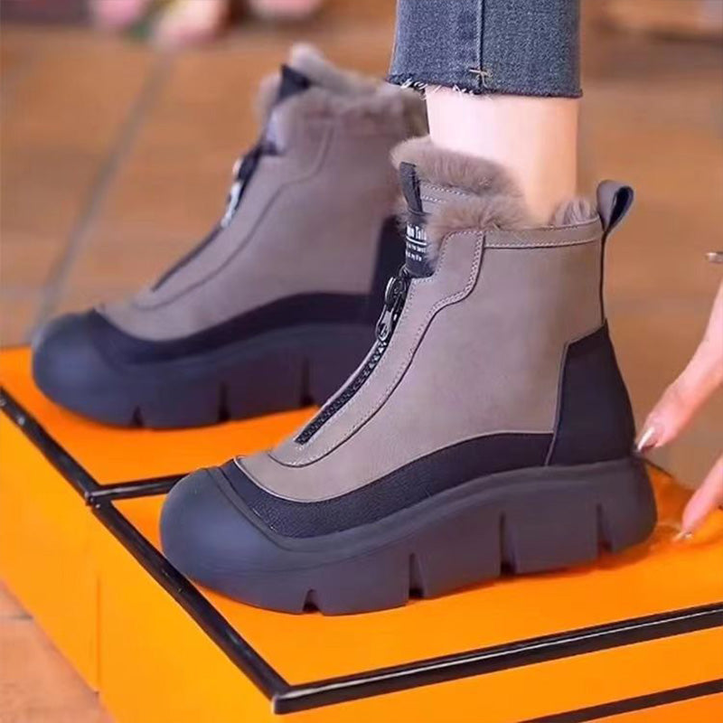 女性用ジッパー付き防水ウォームスノーブーツ