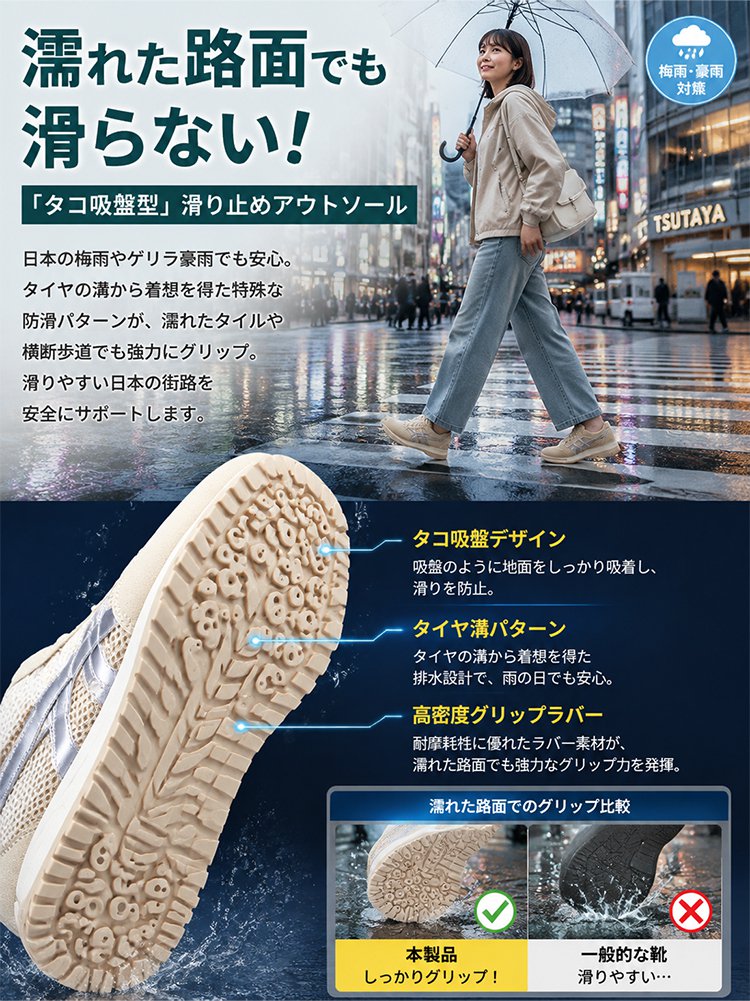 通気性抜群厚底レディースシューズ