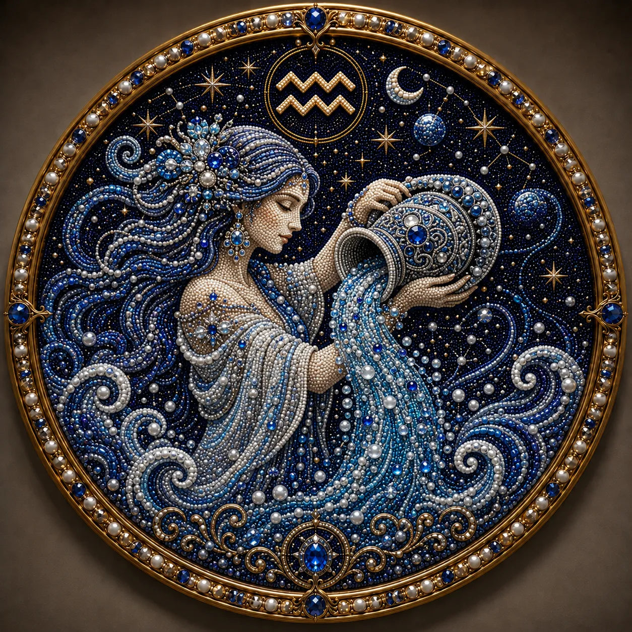 🔥 49%OFF – ✨ 高級3Dパール・12星座アートキット｜ラグジュアリーフロッキングキャンバス × 傷つきにくく色あせないパールビーズ｜DIYハンドメイド・星座インテリア ♈🌙💎