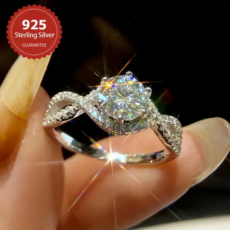 🔥925 スターリングシルバーのフルスター モアッサナイト ダイヤモンド リング、ハンドメイド