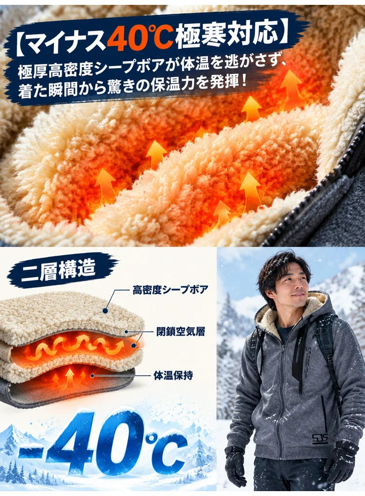 防風・撥水・通気性抜群！蒸れにくい厚手ボアフードジャケット