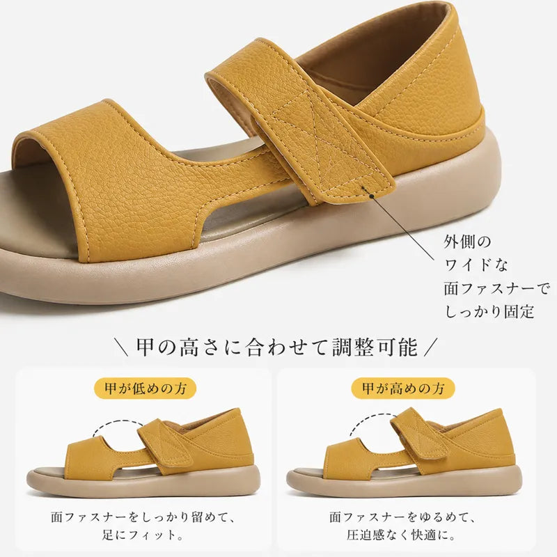 【毎日をもっとラクに】4E 幅広 2way サンダル レディース マジックテープ 痛くない 疲れない 歩きやすい 軽量 ワイド設計