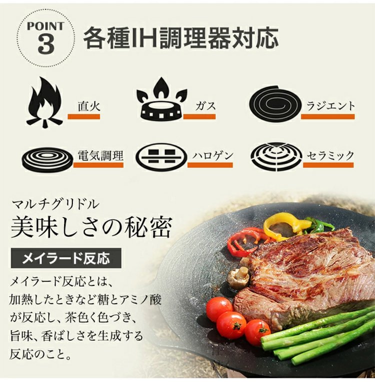 【ドイツメディカルストーン】超軽量ノンスティックフライパン、アウトドアキャンプに最適、電磁調理器対応、直火加熱OK
