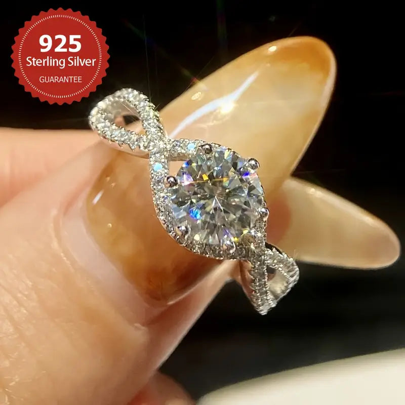 🔥925 スターリングシルバーのフルスター モアッサナイト ダイヤモンド リング、ハンドメイド