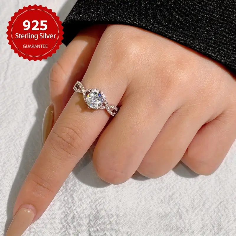 🔥925 スターリングシルバーのフルスター モアッサナイト ダイヤモンド リング、ハンドメイド