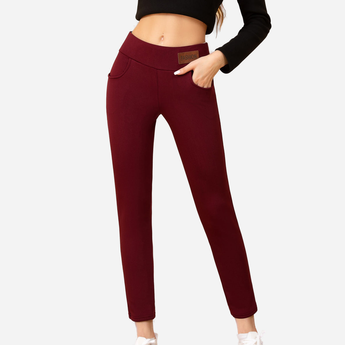 【期間限定特価】ウール裏地付きレギンス | ウール素材の裏地が熱をしっかり閉じ込め、逃がしません！厚手のウール裏地がお腹周りを温かく保ち、冷気をシャットアウトします