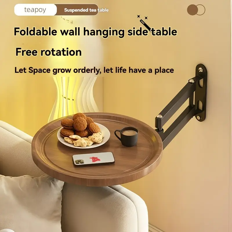 吊り下げ式コーヒーテーブル 720度折りたたみ式収納コーヒーテーブル ソファ 小型サイドテーブル リビングルーム 寝室 アパート ギフトに最適