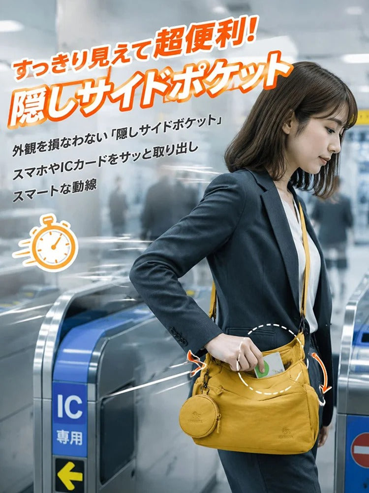大容量で多目的に使える通勤バッグ：軽量（370g）で、傘、水筒、イヤホン、携帯電話、カード、iPadなどを収納できる専用スペース付き。通勤、旅行、外出に最適です。