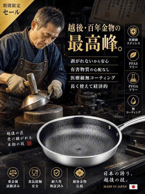【至高の傑作】ハニカム構造ステンレスフライパン ― 抜群のノンスティック性能＆有害物質ゼロ | 熱伝導率が7.5倍に向上、省エネで驚くほど長持ち