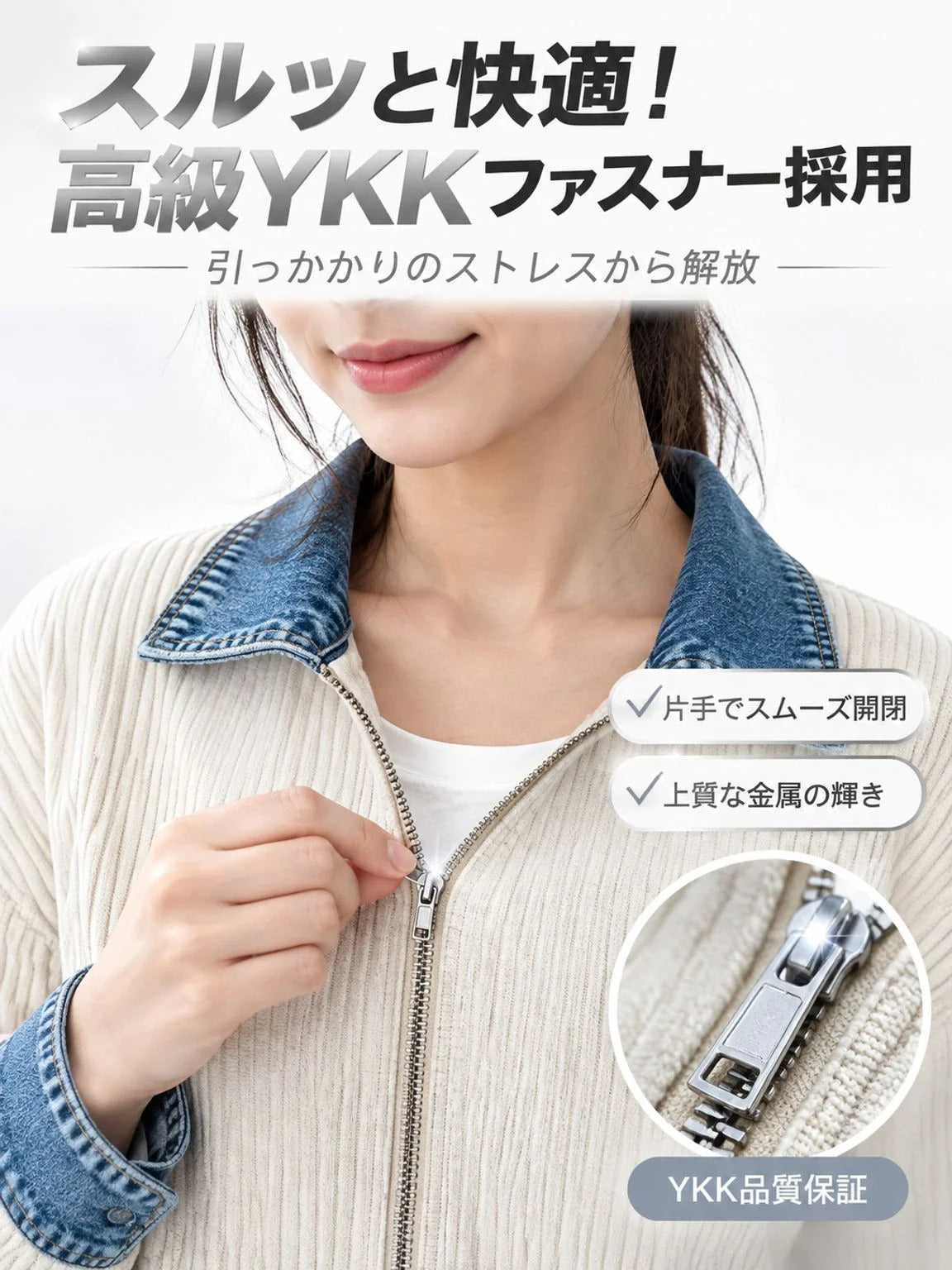 【1秒で風を遮断＆着痩せ】極上の快適さ！軟黄金ニット×液状ウォッシュデニムの魔法のアウター