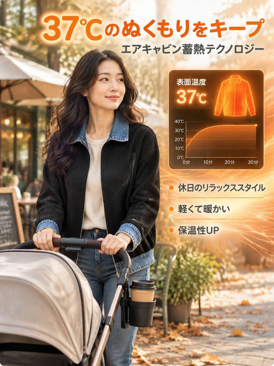 【1秒で風を遮断＆着痩せ】極上の快適さ！軟黄金ニット×液状ウォッシュデニムの魔法のアウター